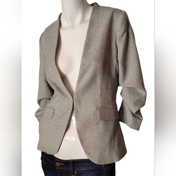 H&M Light Gray Women's Blazer Size Xsmall 3/4 Scrunch Sleeve - Picture 4 of 16